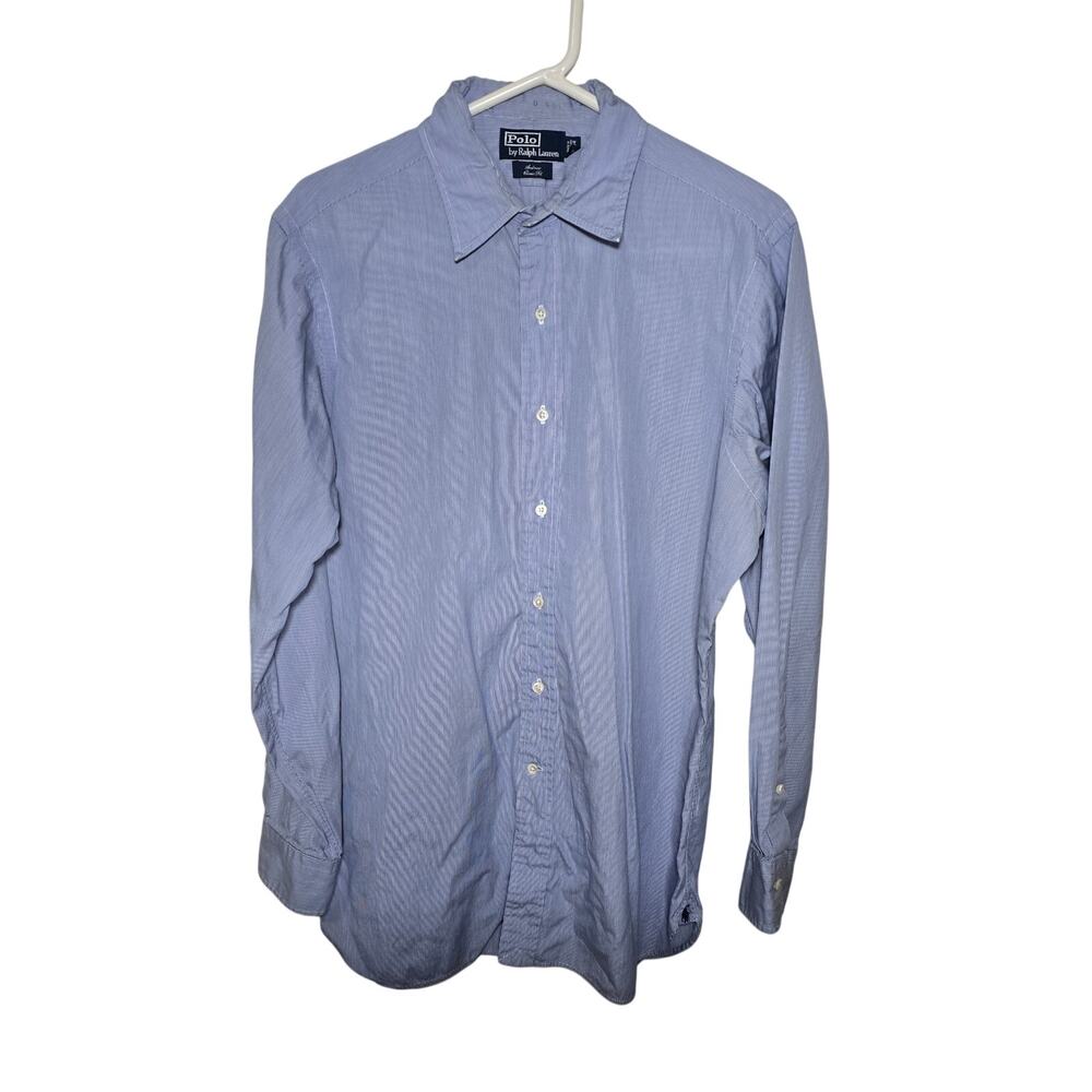 Polo by Ralph Lauren Blue Pin Stripe Long Sleeve Shirt Andrew Classic 16-34